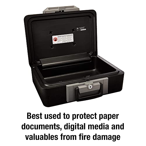 SentrySafe Fireproof Safe Box with Key Lock, Chest Safe with Carrying Handle to Secure Money, Jewelry, Documents, 0.25 Cub...