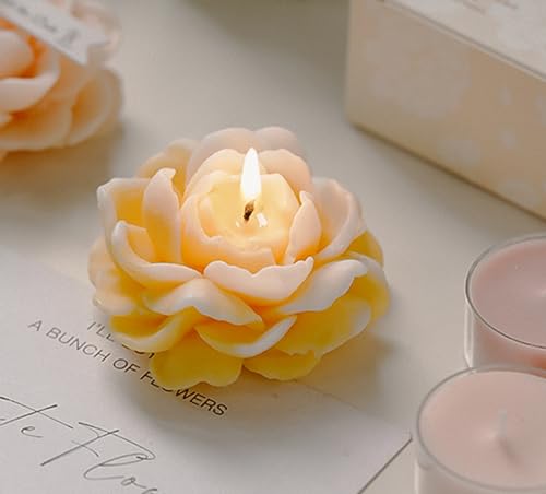 Jasmine Flower Shape Scented Candle,50G Multicolour Romantic Soy Wax Aesthetic Decorative Healing Candle for Valentine's D...
