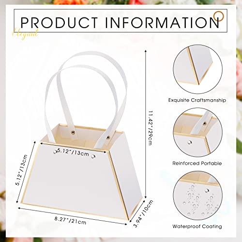 Fuutreo 12 Pcs Mother's Day Flower Gift Bags for Bouquets Portable Craft Flower Arrangement Boxes with Handle Waterproof B...