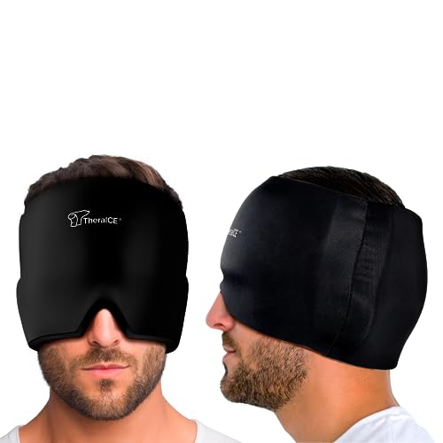 TheraICE Migraine Relief Cap | Soothing Headache Hat Ice Pack Mask | Face Cold Compress Cooling Gel Head Wrap Products for...