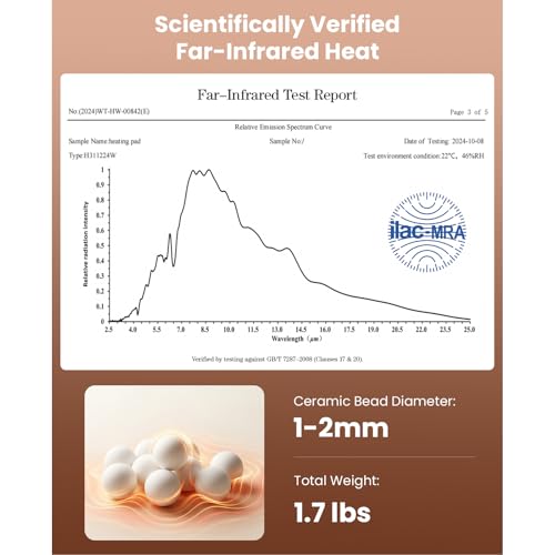 BOB AND BRAD Far Infrared Weighted Heating Pad for Back Pain Relief, FSA-HSA Eligible, 12"x24" Electric Heat Pad With Auto...