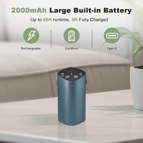 Waterless Essential Oil Diffuser for Car & Home, Aromatherapy Diffuser with 4 Timer (1/3/6/Off), 3 Mist Mode, Battery Oper...