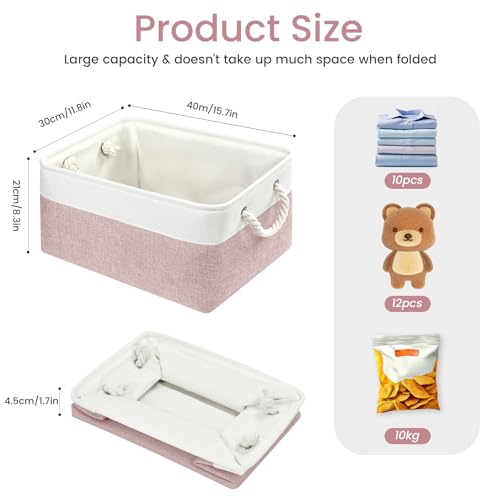 VQRTEXA Large Storage Baskets- 15.7x11.8x8.26 inch Storage Bins for Shelves and Closet Organizing, Foldable Fabric Bin for...