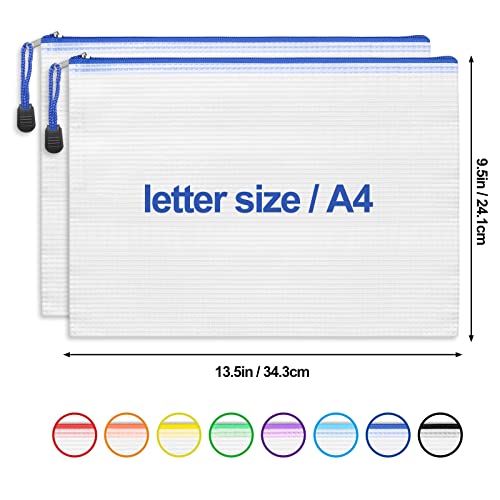 EOOUT 24pcs Mesh Zipper Pouch Bags, A4 Pencil Pouch for Organizing Storage, Waterproof Zipper Pouches, Letter Size, File B...