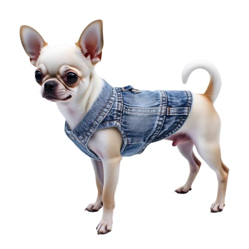 Puppy Clothes for Small Dogs Boy,Classic Western Denim Dog Coat ,Dog Jeans Jacket with Leash D-Ring,Pet Cat Costumes ,Cool...