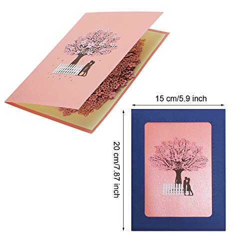 PENTA ANGEL Handmade Cherry Blossom Card Pop Up 3D Flower Romantic Love Letter Greeting Anniversary Wedding Valentine Birt...