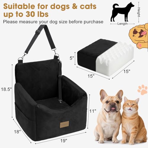 JOEJOY Dog Car Seats for Small Medium Dogs Under 35lbs, Dog Booster Seat with Detachable Washable Cover and Cushion, Memor...