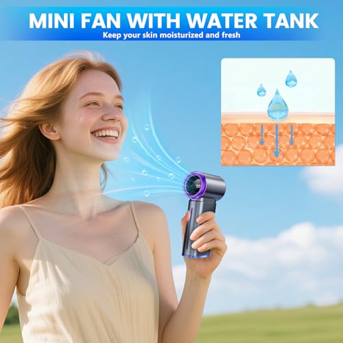 Portable Handheld Fan, Powerful Mini Hand Held Fan, 5000mAh Rechargeable, Digital Display, 1-199 Speeds Adjustable, Person...
