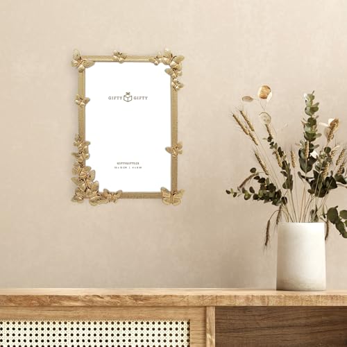 GIFTY GIFTY Decorative Butterfly Photo Frame / 4x6 in | for Vertical Display on Tabletops | Perfect for Home Decor, Weddin...