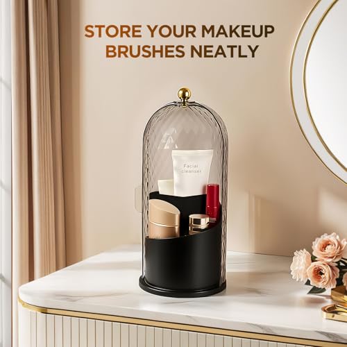 Banafich 3 Slots Toothbrush Holders with Lid, Rotating Concealed Tooth Brush Holders for Bathroom, Countertop Toothbrush H...