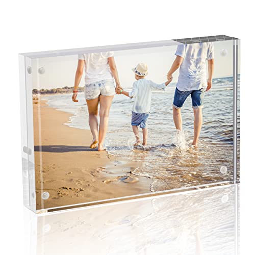 TWING Picture Frame, 8x10 Acrylic Photo Frames Horizontal Magnet Double Sided Photo Frame with Microfiber Cloth,12 + 12MM ...