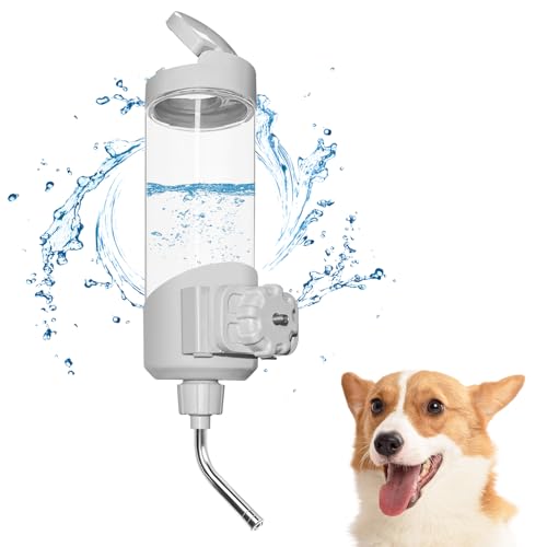 VANNON Top Fill Dog Water Dispenser for Cage, 23oz Auto Feeding Crate Water Bottle for Dogs, Cats & Rabbits, Pet Nozzle Di...