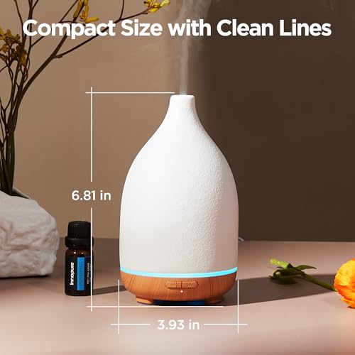 InnoGear Oil Diffuser, 150ML Ceramic Diffuser for Essential Oils Handcrafted Aromatherapy Diffuser Mother's Gift Ultrasoni...