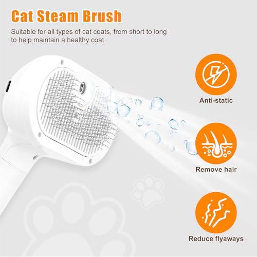 JAWADE 2026 New Upgrade 3-in-1 Pet Steam Brush - Dog Brush for Shedding & Cat Brushes for Indoor Cats - Skin-Friendly, Sel...