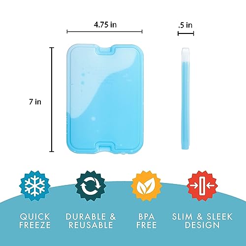 Cool Coolers by Fit & Fresh, Reusable & Long-Lasting XL Slim Ice Packs, Cold Packs for Cooler,Freezer Packs for Lunch Boxe...