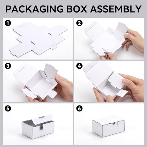 LineKap Small Shipping Boxes 3.5x2.2x1.6 Inches, 10-Pack White Corrugated Cardboard Boxes for Mailing, Storing, Gift Packa...