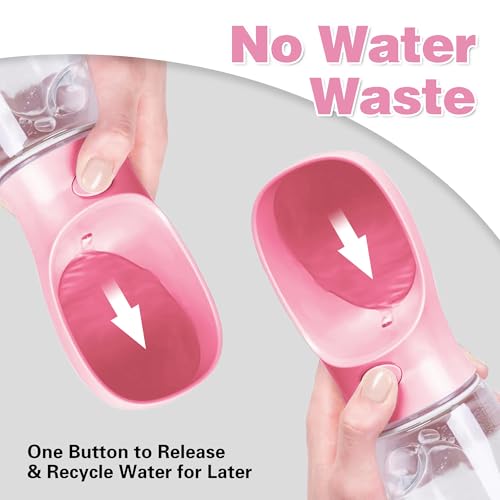 Dog Water Bottle with Food Storage & Poop Bag Dispenser - 3-in-1 Portable Pet Water Bowl for Hiking, Walking, and Travel -...