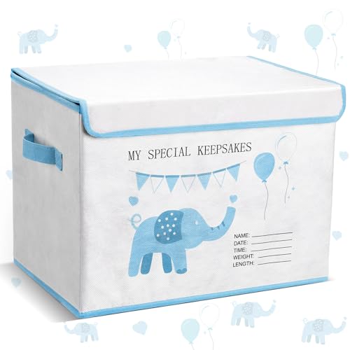 LemonRoad Baby Memory Keepsake Box 16x12x12inch Baby Shower Elephant First Keepsake Box New Parent Newborn Baptismal Birth...
