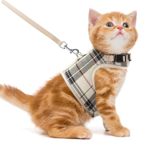 PUPTECK Soft Mesh Cat Vest Harness and Leash Set Puppy Padded Pet Harnesses Escape Proof for Cats Small Dogs Rabbits Bunn...