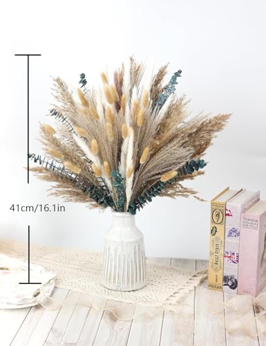 xin's convey 120 PCS Dried Pampas Grass, Dried Flowers, Reed Grass Bouquet for Bohemian Flowers Home Table Wedding Decorat...