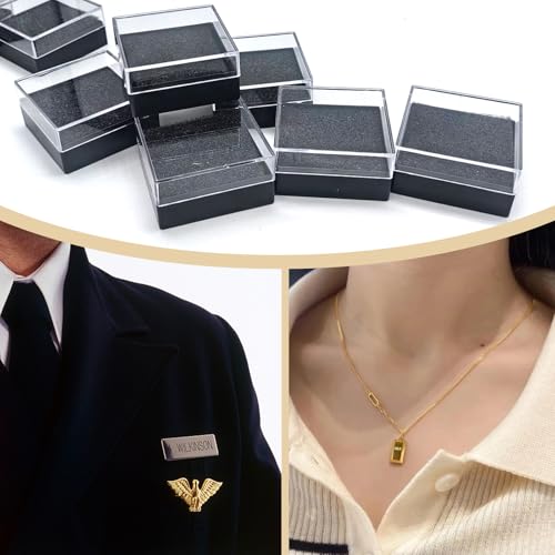 TTFdacai 20 Pcs Clear Plastic Gift Box For Pin 1.7x1.7x0.9inch Black Plastic Lapel Pin Storage Boxes for Badge Pin Crystal...