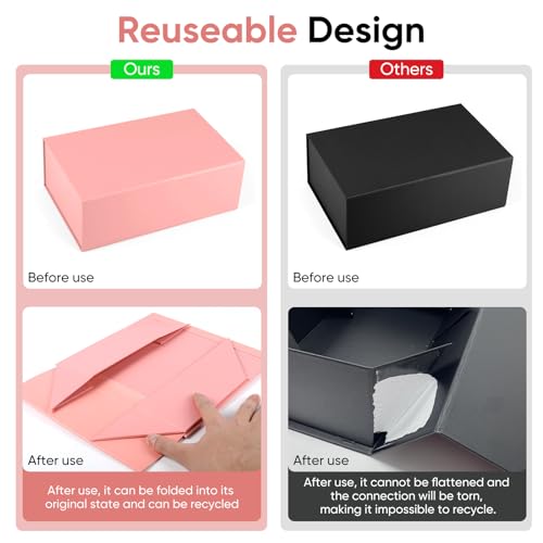 YEEHONG Pink Gift Box for Presents, 9.8x5.9x3.4'' Small Gift Boxes with Lids, Bridesmaid Gifts Boxes, Cute Box, Birthday G...