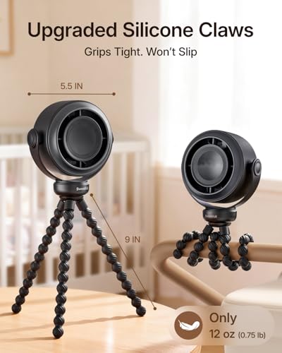 SWEETFULL Portable Stroller Fan, Pinch-Proof Baby Fan, 10H Battery, 5-Speed Quiet Mini Clip on Fan, USB-C Rechargeable wit...