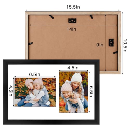 Golden State Art, 5x7 Collage Picture Frame - Solid Wood with Tempered Glass - 9x14 Multi Picture Frame - Displays (2) 5"x...