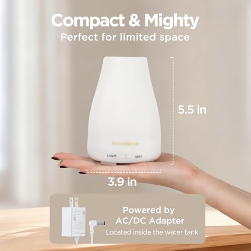 InnoGear Essential Oil Diffuser, Ultrasonic Diffusers for Home Aromatherapy Humidifier for Bedroom Room 7 Colors LED 2 Mis...