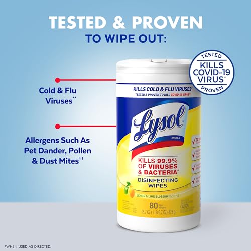 Lysol Disinfecting Wipes Bundle, Home Apartment Dorm Room Essentials and Cleaning Supplies, All Purpose Cleaner, Multi-sur...