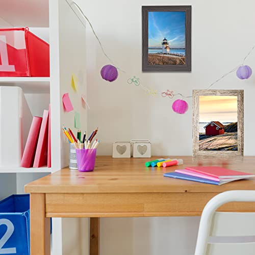 4x6 Picture Frames Set of 8, Rustic Picture Frames Multi Wood-Color,Vertical and Horizontal Formats for Wall Hanging and T...