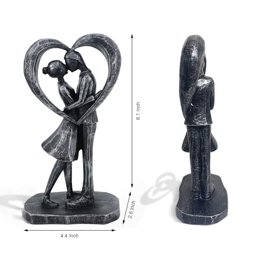 GZVDYG Couple Heart Resin Figurine, 8.1" H, Romantic Gifts for Him & Her, Faux Black Wrought Iron Finish, Engagement Anniv...