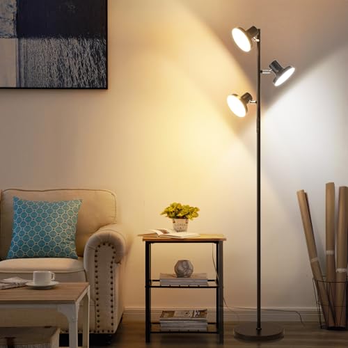 SIBRILLE 36W LED Tree Floor Lamp, Modern Dimmable Standing Lamp with Remote & Touch Control, 4 Color Temperatures, 3 Rotat...