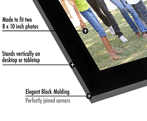 Americanflat Hinged 8x10 Picture Frame with Shatter-Resistant Glass - Double Picture Frames with Engineered Wood - Signatu...