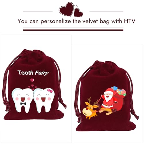 HRX Package Mini Velvet Gift Bag with Drawstring,20PCS Burgundy Red Velvet Cloth Jewelry Pouches (3x4 inches)