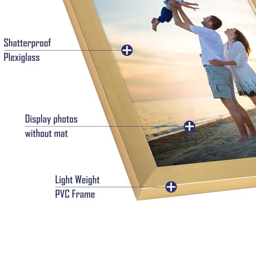 Hoikwo 18 Packs 4x6 Gold Multi Plastic Picture Frames Set with Plastic Cover for Family Photos, Artwork, Light Weight Bulk...