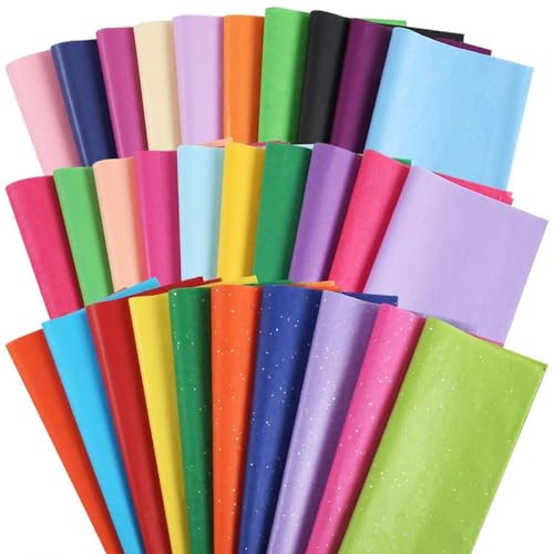 3 Otters 150 Sheets Tissue Paper, 14x20 Inch Tissue Paper for Gift Bags 30 Colors Gift Wrap Supplies Bulk for Crafts Party...