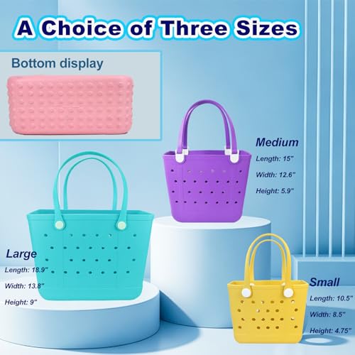 CLLTIV Rubber Beach Bag, Waterproof Travel Bags Washable Open Tote Bags for Beach（Small&Medium&Large& XL Beach Tote）