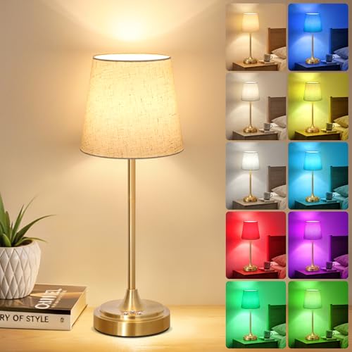 Wowag Cordless Table Lamp Rechargeable,5000mAh Battery Operated Desk Lamp,3 Colors & 7 RGB Stepless Dimmable,Touch Control...