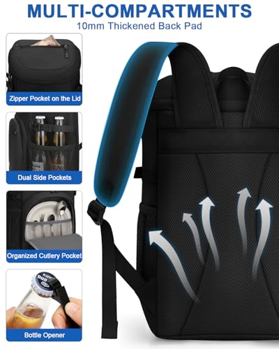 Pritent Cooler Backpack for Men Women Insulated Waterproof Backpack Cooler Leak Proof Cooler Bag Lightweight Lunch Backpac...