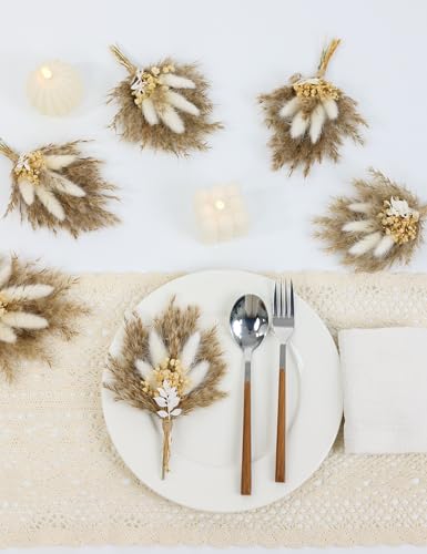 Mini Dried Flower Bouquet Set of 6, Boho Wedding Decor, Boutonniere for Men,Table Centerpieces, Dry Pampas Grass,Birthday ...