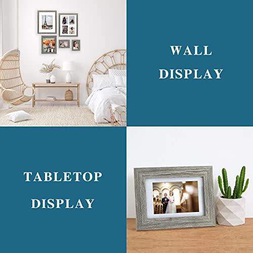 Hongkee 8x10 Picture Frame Set of 2, Grey Photo Frame of Rustic Style, Multi 8 by 10 Photo Frame for Wall or Tabletop Disp...
