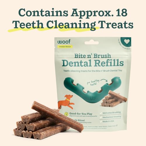 WOOF - Bite n' Brush Refills Treats for the Dog Toothbrush Toy - Scrub Plaque and Tartar from Your Dog's Teeth and Mouth -...