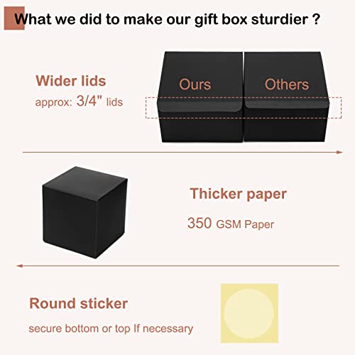Mcfleet Black Gift Boxes with Lids 4x4x4 Inches 25 Pack Groomsmen Proposal Cardboard Craft Gift Box for Christmas, Weddin...