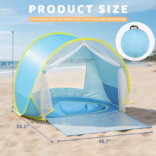 Senodeer Baby Beach Tent, Pop Up Play Tent for Infants, UV Protection Sun Shelter for Toddlers, Infant Portable Sun Shade