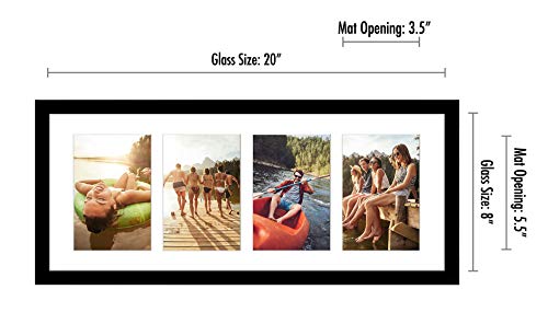 Americanflat 4x6 Collage Picture Frame with Shatter-Resistant Glass - Fits Four 4x6 Photos or Use as One 8x20 Picture Fram...