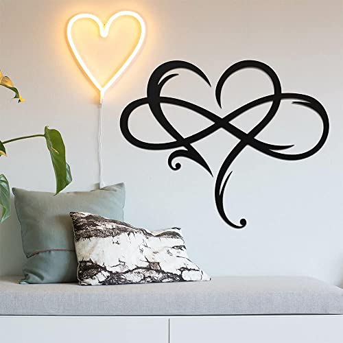Infinity Heart Wall Decor, Unique Infinity Heart Metal Art Wall Decor Love Sign Steel Wall Plaques Bedroom Ornaments for H...