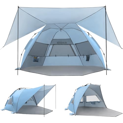 Elegear CumbreX™ Beach Tent with 360° Removable Canopy, 4-6 Person Pop Up Sun Shade Shelter, UPF 50+ Automated Installatio...