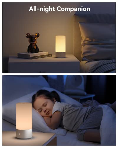 ROOTRO Table Lamp, [Advanced] Bedside Touch Control Lamp for Bedroom 3 Level Dimmable Warm White Lights with 256 RGB Color...