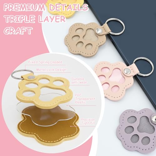 Evowatt 4pcs Pet Paw Shape Leather Keychains, Handmade Fur Keepsake for Cats and Dogs, Unique Pet Hair Memorial Key Rings,...